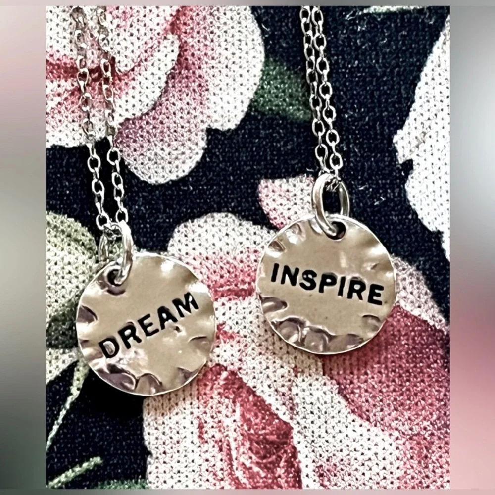 🆕 925 Sterling Silver Dream & Inspire Set of 2 Necklaces